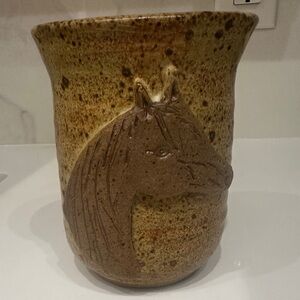 Vintage Studio Pottery 3D Horse Mug Cup Stoneware